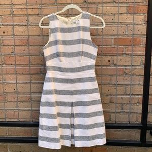 J. Crew Striped Linen Kick Pleat Shift Dress Size 0